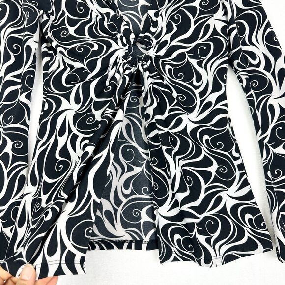 Vintage Poetry Y2K Babydoll Top Size Small Retro Swirl Open Slit Bottom Whimsy - Picture 4 of 6